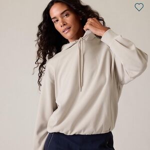 Athleta Seasoft Bubble Hem Hoodie Beige Size Small